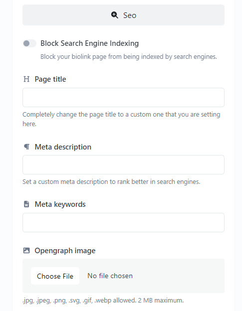 SEO Settings